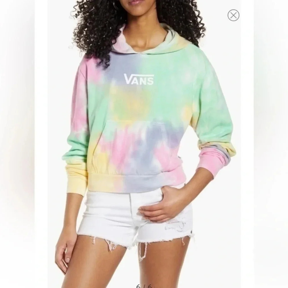 Vans Retro Skater Punk Aura Tie Dye Crop Hoodie in Aura Multi Color Size Medium